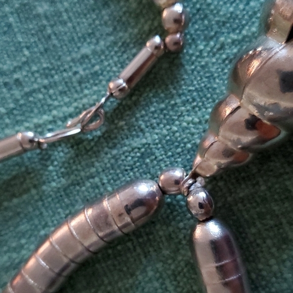 RARE SET VINTAGE SILVER NECKLACE AND BRACELET WITH SHELL CHUNKY SNAKE - Picture 10 of 11